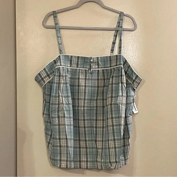 OLD NAVY Striped Smocked Pajama Cami Swing Top in Big Blue Plaid - Picture 4 of 8